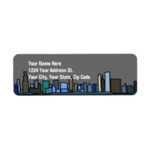 City Skyline Return Address Labels