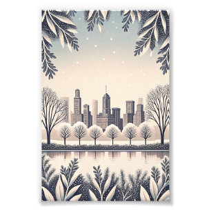 City Skyline Sage Green Wedding Invitation Photo Print