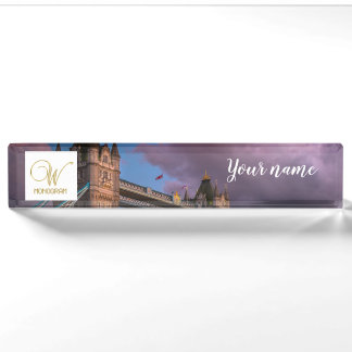 City skyline Sunset & personalise logo Nameplate