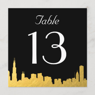 City Skyline Wedding Table Number Card