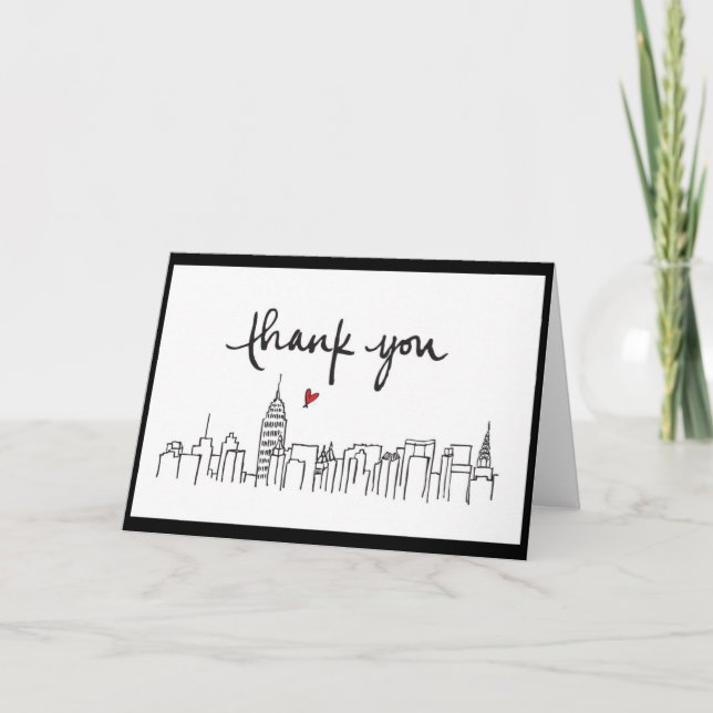 City Skyline with loving thanks design Thank You Card (Front)