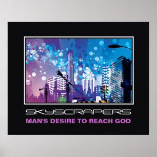 City skyscrapers urban motivational poster print