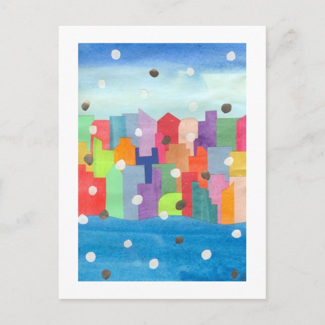 City Snow Storm Postcard (Front)