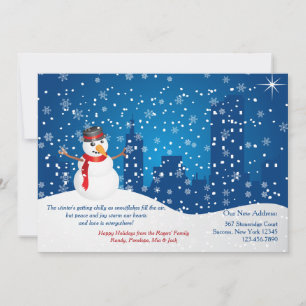 City Snowman Holiday Moving Announcement