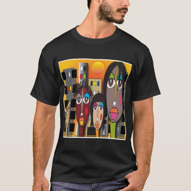  "City Souls" Urban Abstract Portrait T-Shirt (Front)