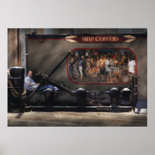 City - South Street Seaport, NY - Ship Carvers Poster