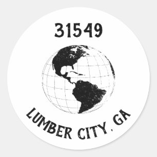 City State Zip Code Globe World Map  Classic Round Sticker