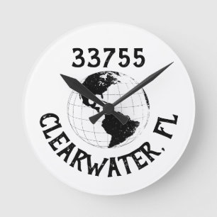 City State Zip Code Globe World Map Round Clock