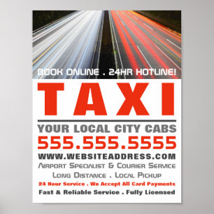 City Street Lights, Taxi Cab Firm Advertising Poster