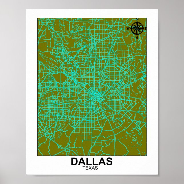 City Street Map of Dallas  Poster (Front)
