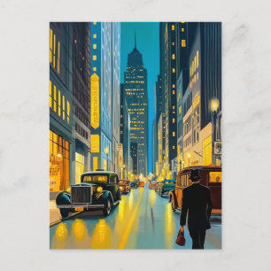 City Streets Magazine Illustration Postcard