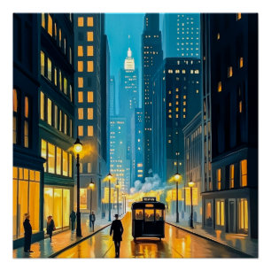 City Streets Magazine Illustration Poster