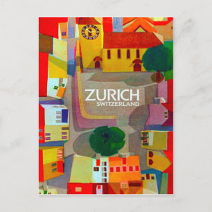 City streets of Zurich, Switzerland. Areal view Postcard