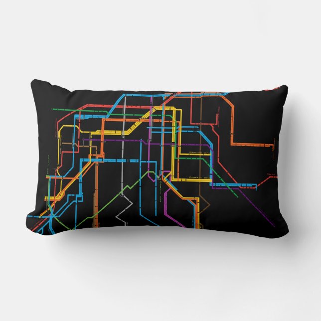 City subway map lumbar cushion (Front)