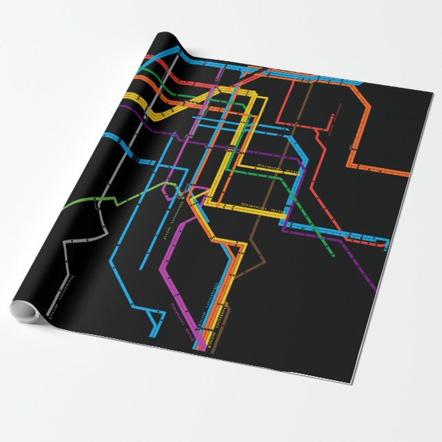 City subway map wrapping paper (Unrolled)