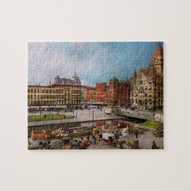 City - Syracuse NY - The Clinton Square Canal 1905 Jigsaw Puzzle (Horizontal)
