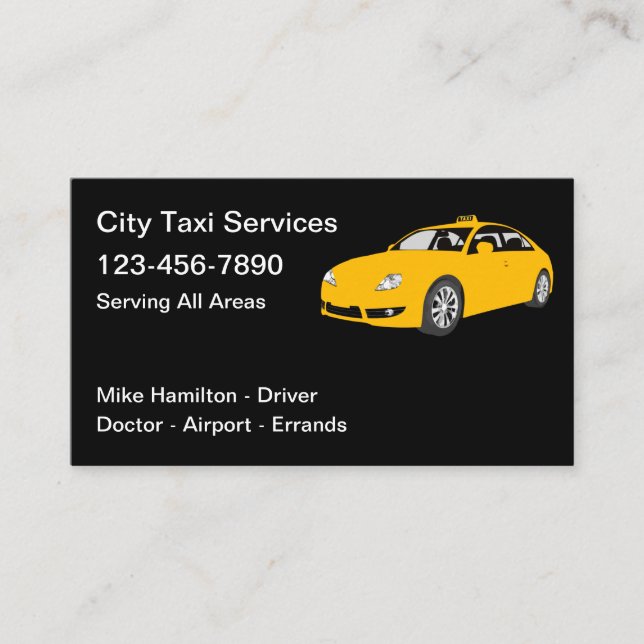 City Taxi Services Cab Driver Business Card (Front)