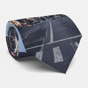 City Themed, Pedestrians Use Crosswalk On Busy Cit Tie