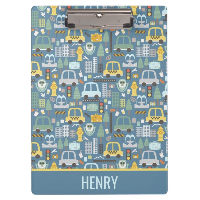 City Transportation Kids Personalised Clipboard (Front)
