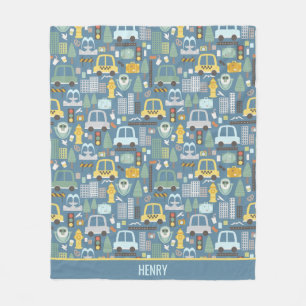 City Transportation Kids Personalised Fleece Blanket