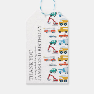City Transportation Truck Second Birthday Party   Gift Tags
