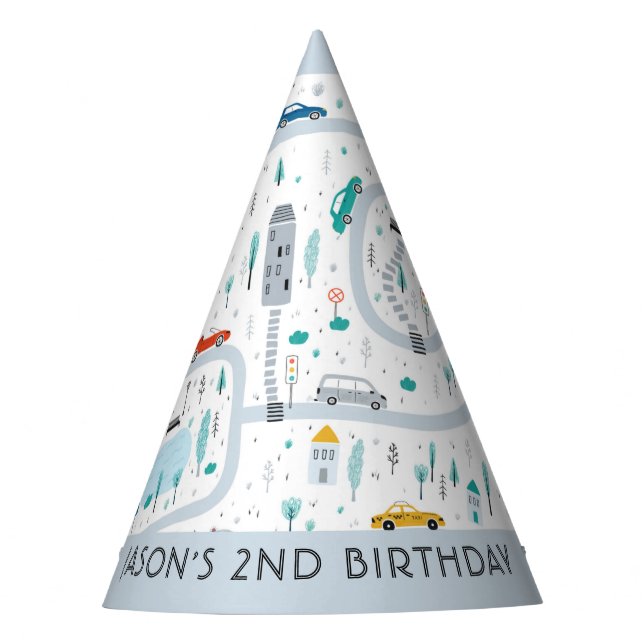 City Transportation Truck Second Boy Birthday Party Hat (Front)