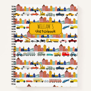 City Transportation Vehicles Kids Sketchbook Notebook