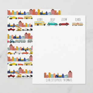 City Transportation Vehicles Trucks Cars Kids Card
