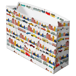 City Transportation Vehicles Trucks Cars Kids Large Gift Bag