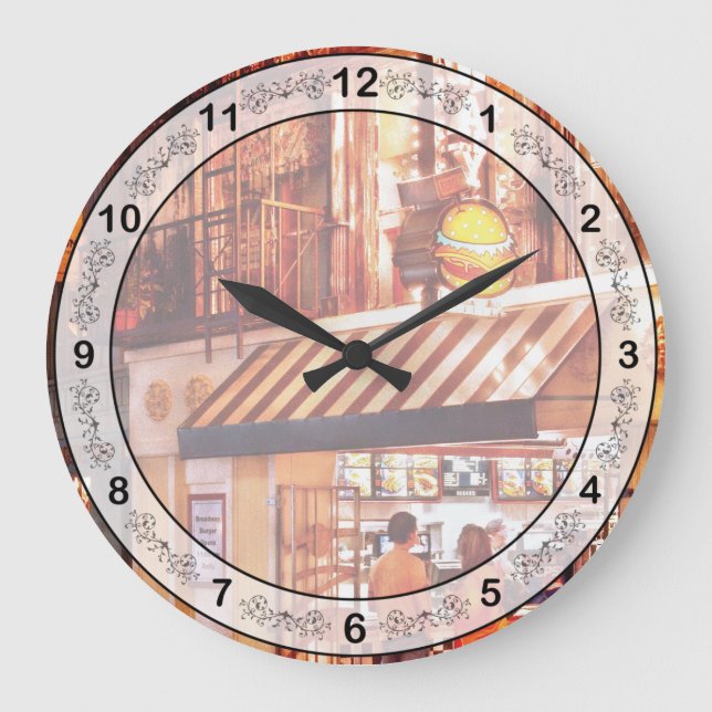 City - Vegas - NY - Broadway Burger Large Clock (Front)