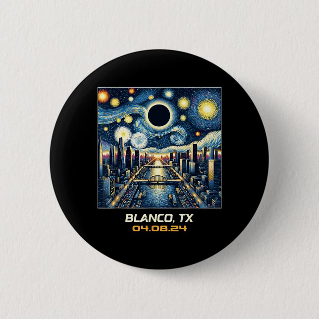 City View Total Solar Eclipse Blanco Texas 6 Cm Round Badge (Front)