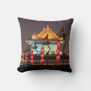 City Wall Building At Night Cushion