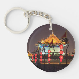 City Wall Building At Night Key Ring