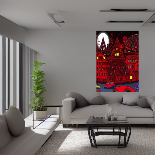 City with the red buildings | AI Art Poster (Creator Uploaded)