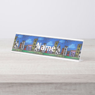 Cityscape Aart by Kids Desk Name Plate