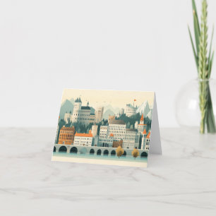 Cityscape Architecture Graphic Art Drawing Card