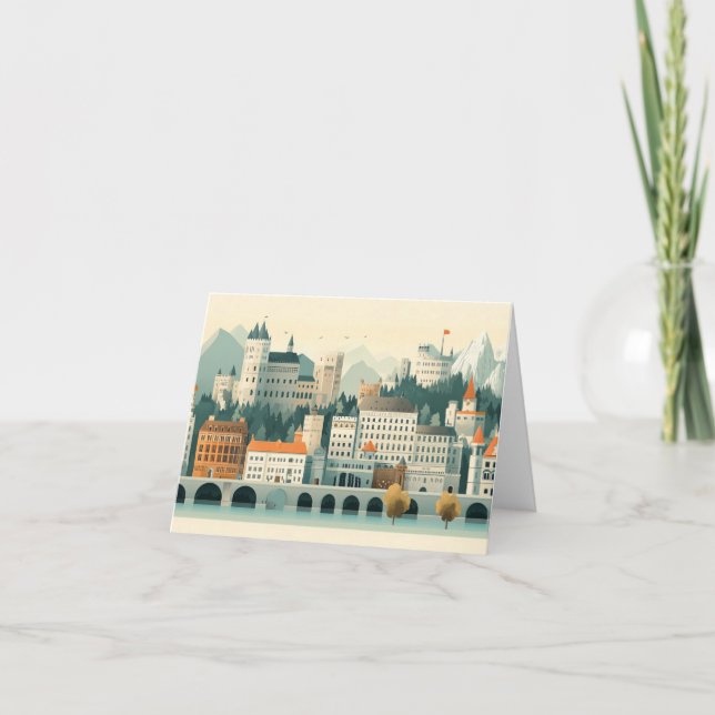 Cityscape Architecture  Graphic Art Drawing Card (Front)