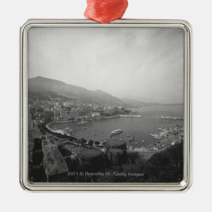 Cityscape at harbour B&W elevated view Metal Ornament