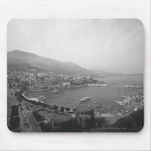 Cityscape at harbour B&W elevated view Mouse Pad
