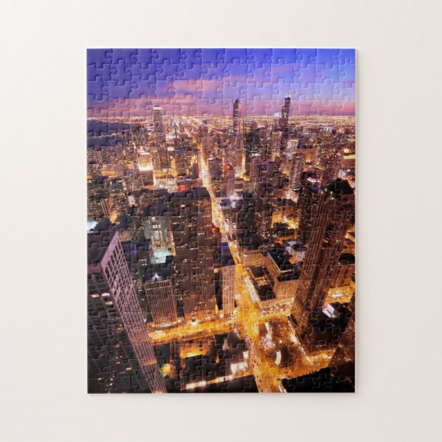Cityscape at night of Chicago Jigsaw Puzzle (Vertical)