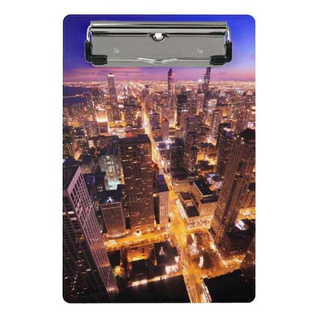 Cityscape at night of Chicago Mini Clipboard (Front)