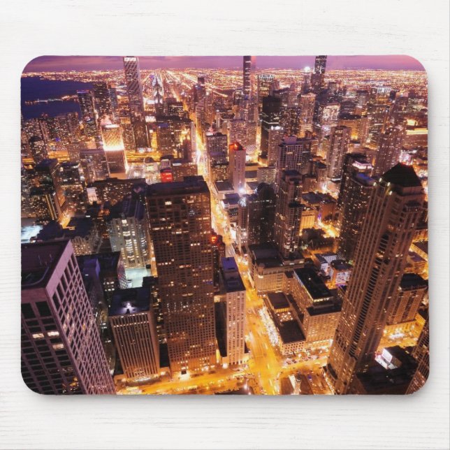 Cityscape at night of Chicago Mouse Pad (Front)