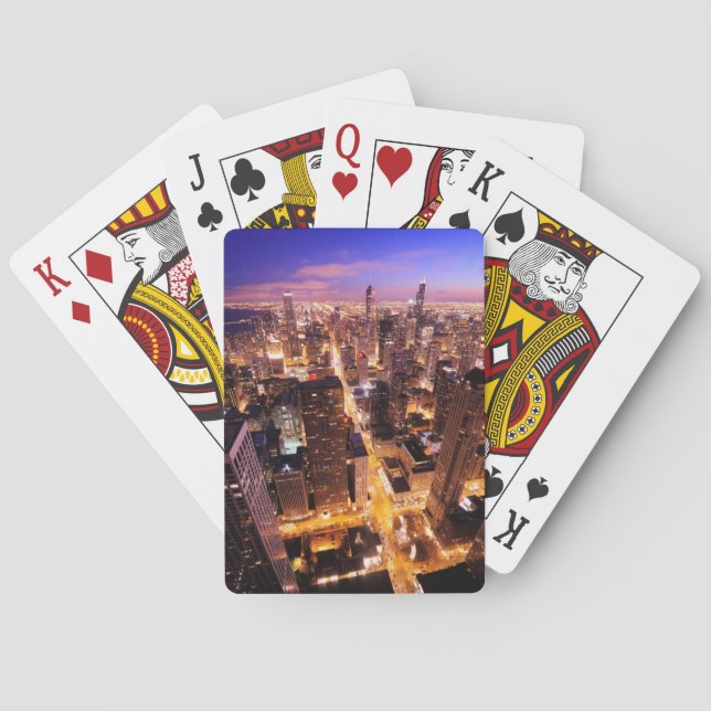 Cityscape at night of Chicago Playing Cards (Back)
