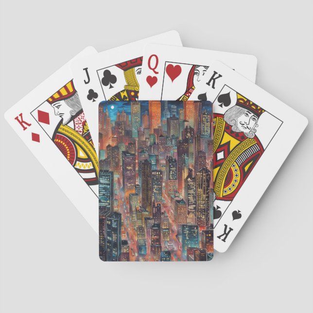 Cityscape At Night  Playing Card (Back)