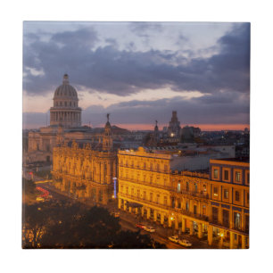 Cityscape at sunset, Havana, Cuba Ceramic Tile