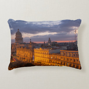 Cityscape at sunset, Havana, Cuba Decorative Cushion