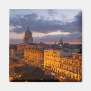 Cityscape at sunset, Havana, Cuba Magnet