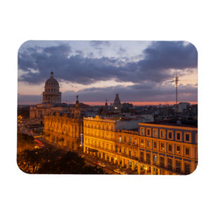 Cityscape at sunset, Havana, Cuba Magnet