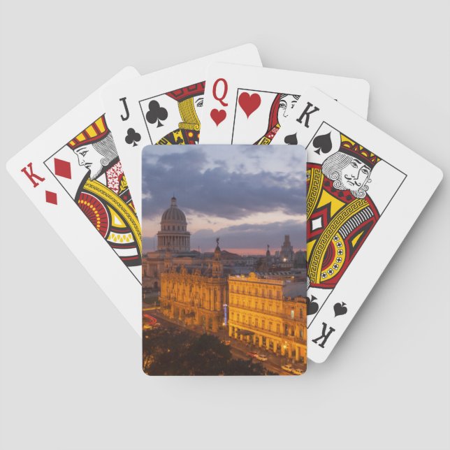 Cityscape at sunset, Havana, Cuba Playing Cards (Back)