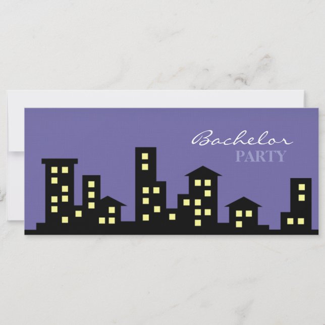 Cityscape Bachelor Party Invitation (Front)